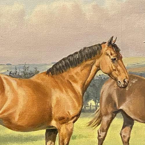 Maurice Tulloch Oil on Canvas Painting of Horses Perc and Olga image-2