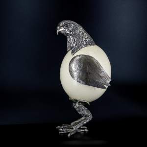 An Unusual and Amusing Eagle Sculpture Ostrich Egg