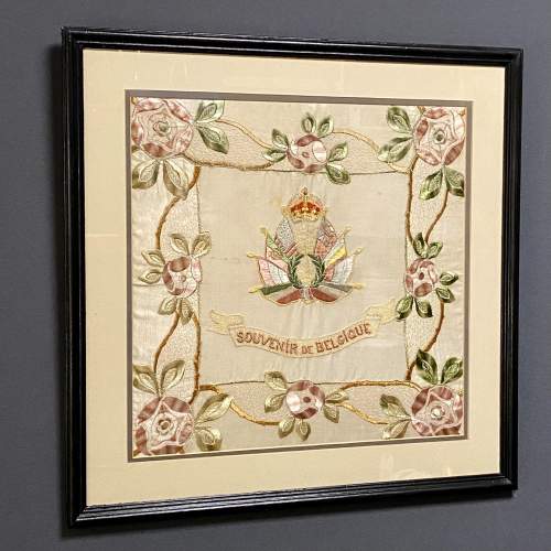 Framed Silk Embroidery Souvenir De Belgique image-1