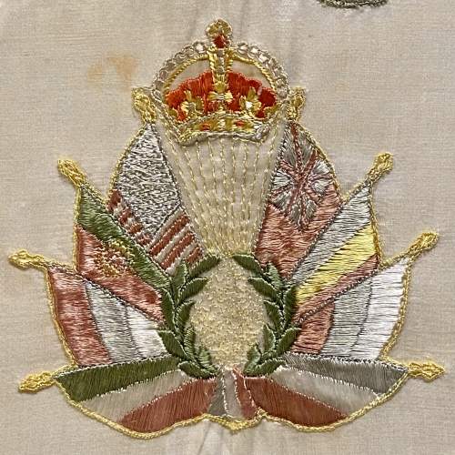 Framed Silk Embroidery Souvenir De Belgique image-2