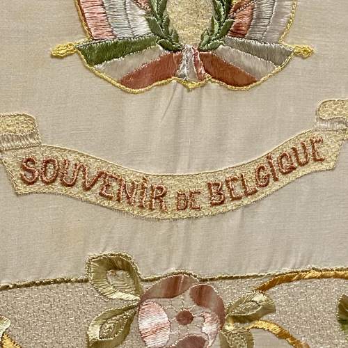 Framed Silk Embroidery Souvenir De Belgique image-3