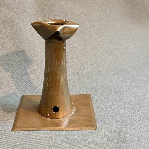 Arts and Crafts Hammered and Riveted Copper Candlestick image-1