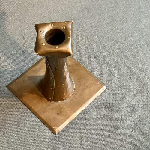 Arts and Crafts Hammered and Riveted Copper Candlestick image-3