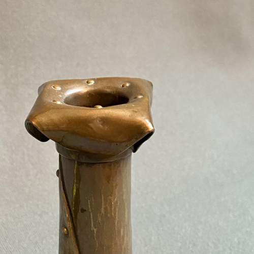 Arts and Crafts Hammered and Riveted Copper Candlestick image-4