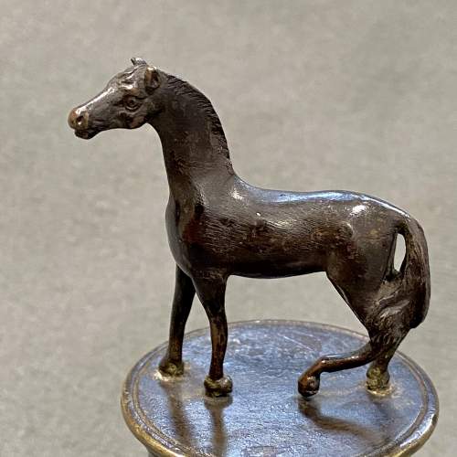 Miniature Patinated Bronze Statue of a Horse image-2