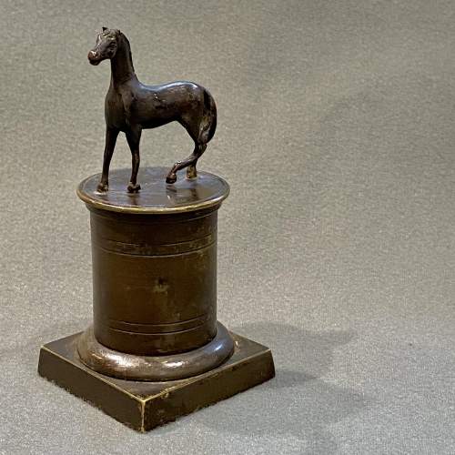 Miniature Patinated Bronze Statue of a Horse image-1