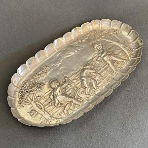 Georgian Sterling Silver Repousse Dish with Cherubs