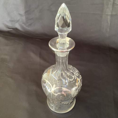 Silver Overlay Glass Decanter image-1