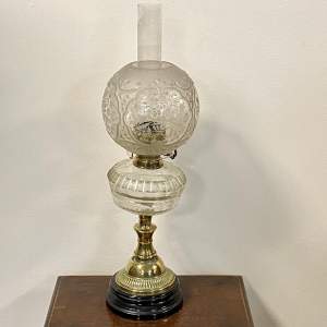 Late 19th Century Brass and Glass Oil Lamp