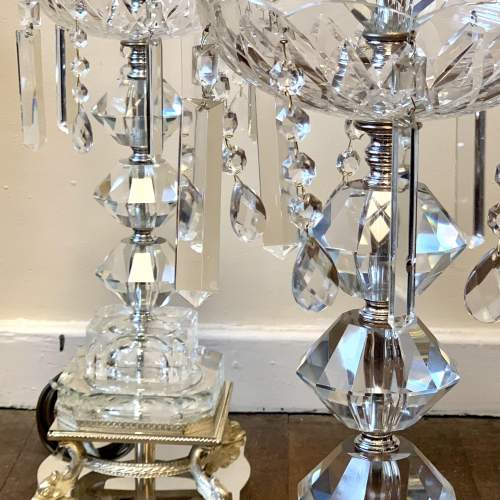 Pair of 20th Century Silver Plated and Glass Lamps image-4
