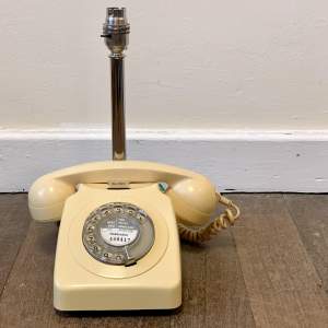 20th Century Cream Rotary Dial Telephone Upcycled Lamp