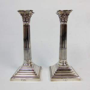 Good Quality Pair of English Silver Candlesticks