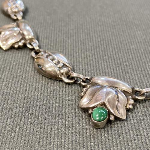 Georg Jensen Silver Necklace with Malachite Cabachons image-3