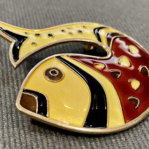 Mid 20th Century Silver Gilt and Enamel Fish Brooch image-2