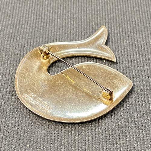 Mid 20th Century Silver Gilt and Enamel Fish Brooch image-3