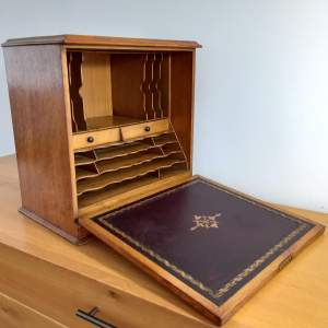 Edwardian Oak Desk Top Cabinet with Writing Slope