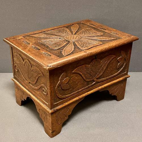 Early 20th Century Carved Oak Marriage Box image-1