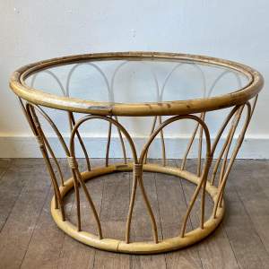 Vintage Glass Top Bamboo Coffee Table