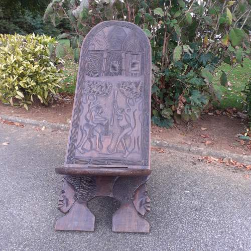 Congolese Old Tribal Chair - Nicely Carved image-2