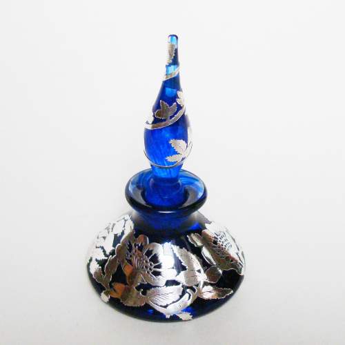 Laugharne Silver Overlay Glass Perfume Bottle image-3