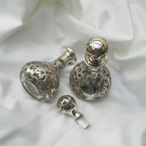 A Pair of Silver Overlaid Perfume Bottles image-5
