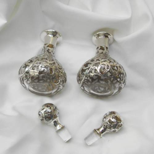 A Pair of Silver Overlaid Perfume Bottles image-6