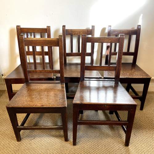 Harlequin Set of Five 18th Century Oak Chairs image-1