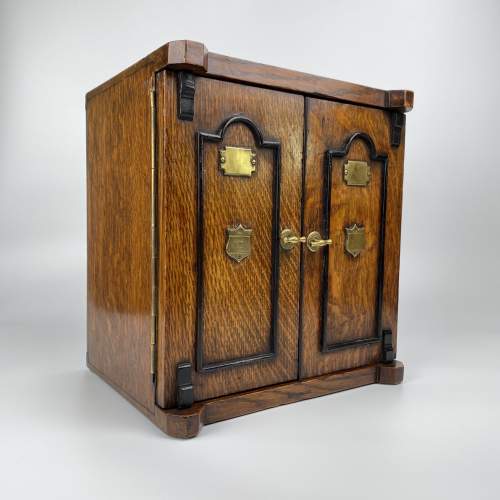 Victorian Oak Smokers Cabinet in the Style of a Vault or Safe image-1