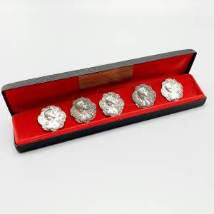 Boxed Edwardian Art Nouveau Silver Buttons