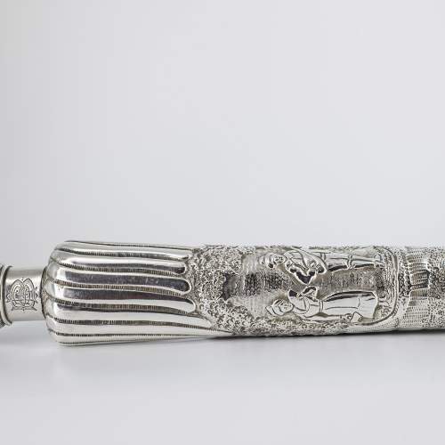 Fabulous Antique Victorian Sterling Silver Hunting Flask image-2