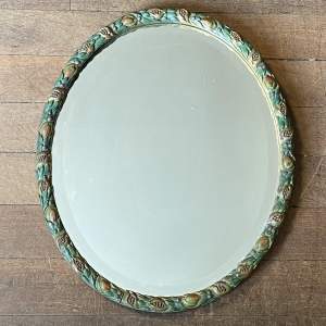 Unusual Oval Floral Bevel Edge Wall Mirror