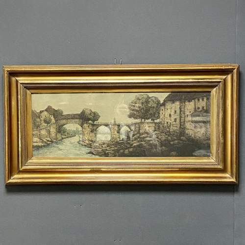 Early 20th Century Coloured Etching Landscape Scene image-1