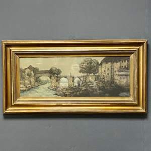 Early 20th Century Coloured Etching Landscape Scene