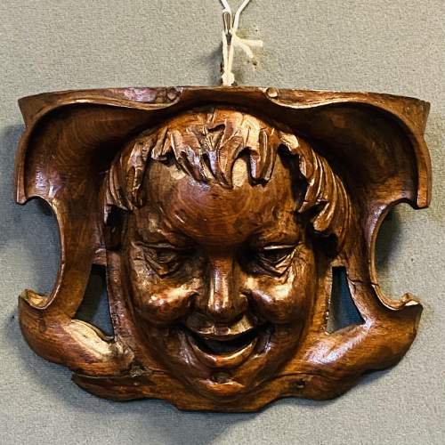 North European Carved Wall Plaque Portrait of a Monk image-1