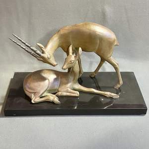 Large Pair of Art Deco Antelopes by Geo Maxim