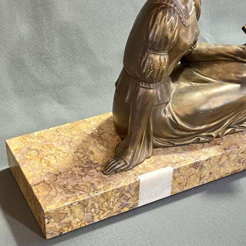 Large Art Deco Figure of a Lady Reading on a Marble Base image-5