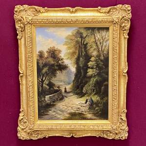19th Century Forest Landscape Oil on Canvas