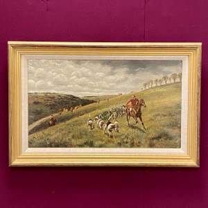 19th Century Alfred Charles Havell Oil on Canvas Hunting Scene