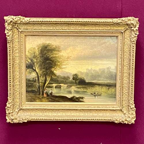 19th Century Edmund John Niemann Oil on Canvas River Scene image-1