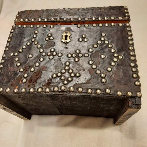 Small 19th Century Leather Casket image-3