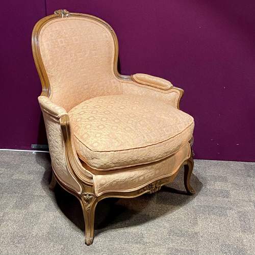 French Carved Beech Armchair image-1
