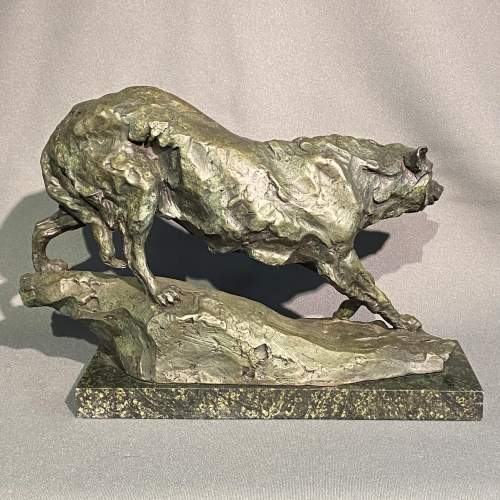 20th Century Large Bronze Figure of a Wolf image-5