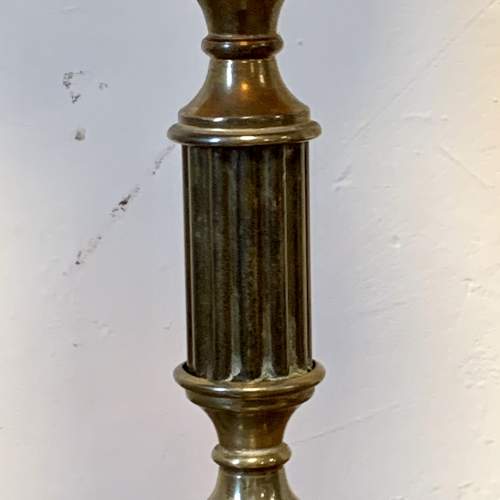 Victorian Brass and Orange Glass Oil Lamp image-4