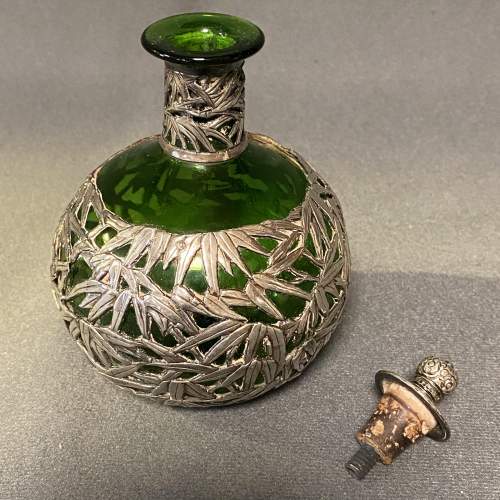 19th Century Glass Perfume Bottle with Silver Overlay image-4