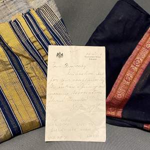Former Earl of Minto Gifted Sari Cloth Turban Cloth and Letter