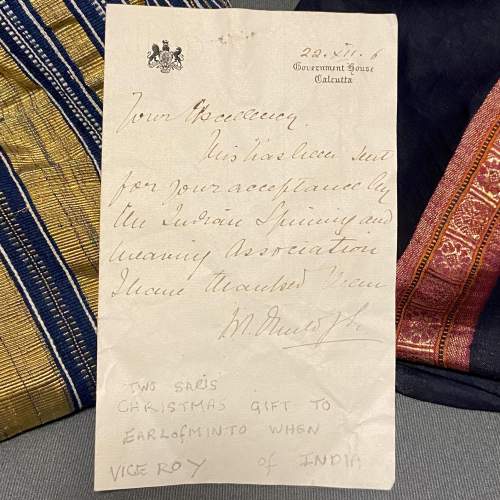 Former Earl of Minto Gifted Sari Cloth Turban Cloth and Letter image-2