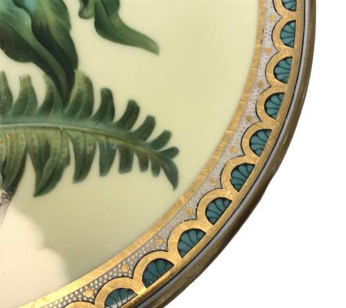 19th Century Flowers and Ferns Porcelain Dessert Plate image-5
