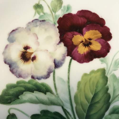 19th Century Porcelain Hand-Painted with Pansies Plate image-4