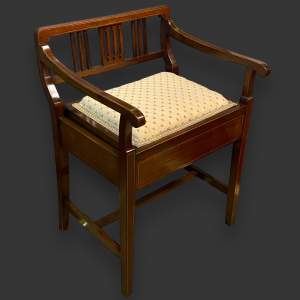 Edwardian Inlaid Mahogany Dressing Chair or Piano Stool