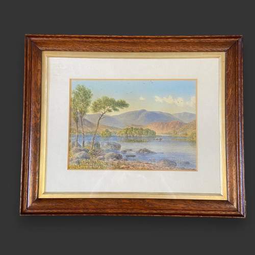 Early 20th Century Lake District Watercolour Painting - Rydal Lake image-1
